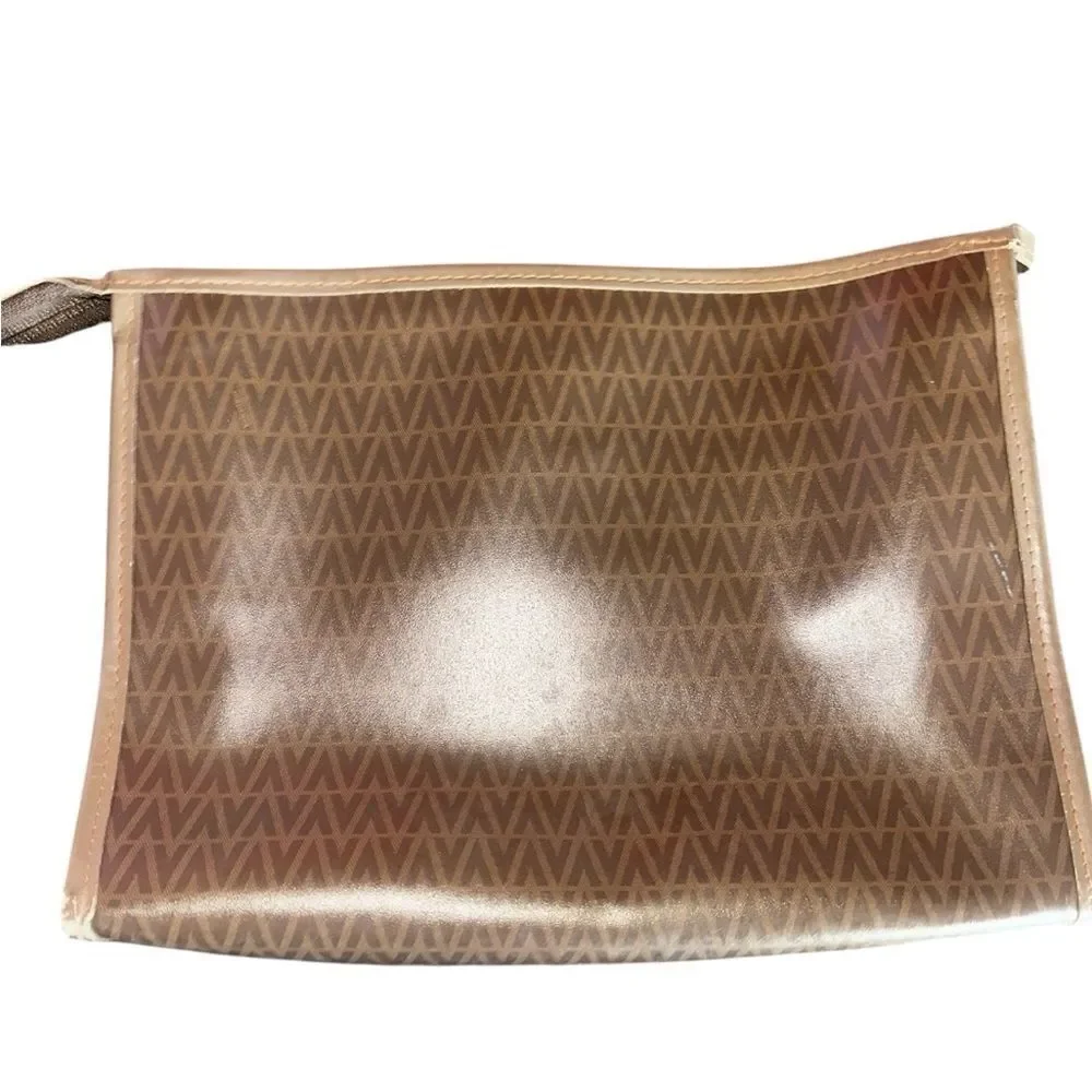Vintage Mario Valentino PVC/Leather Brown Women's clutch Bag.